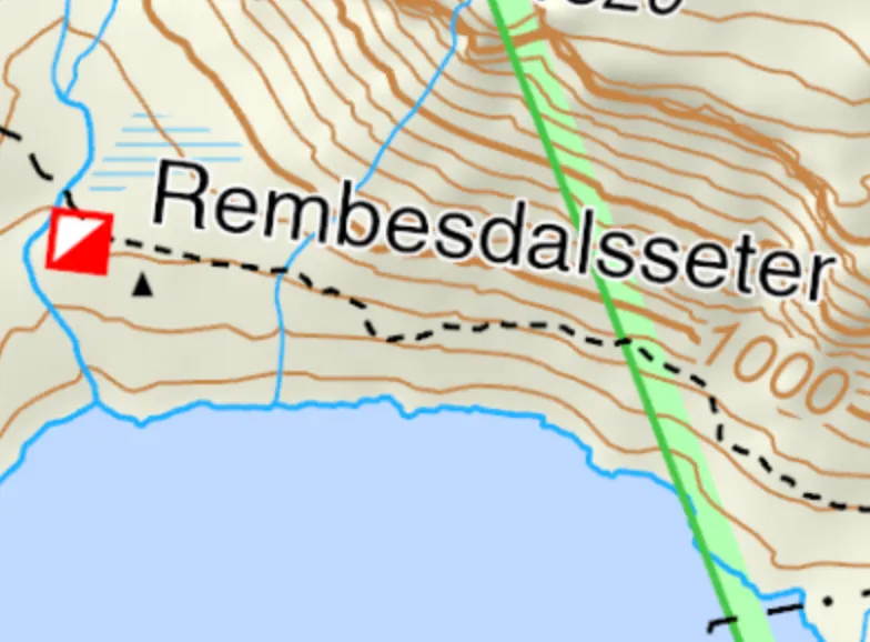 Eksempel på turisthytte-tegn på kart.