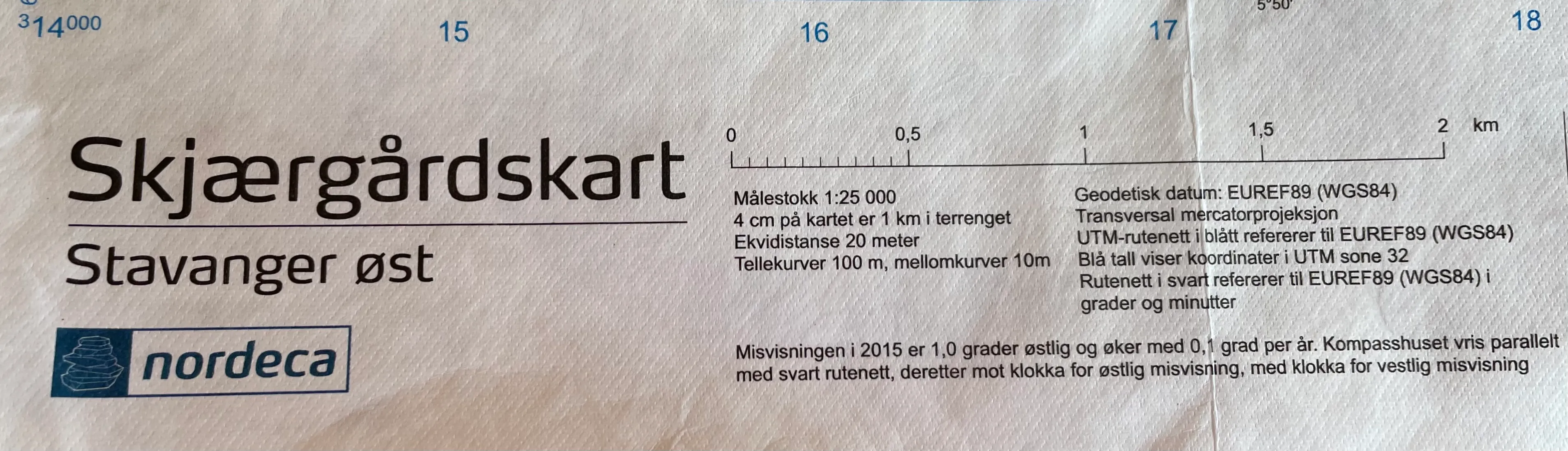 Stavanger nærmiljø-/padlekart, 1:25 000.