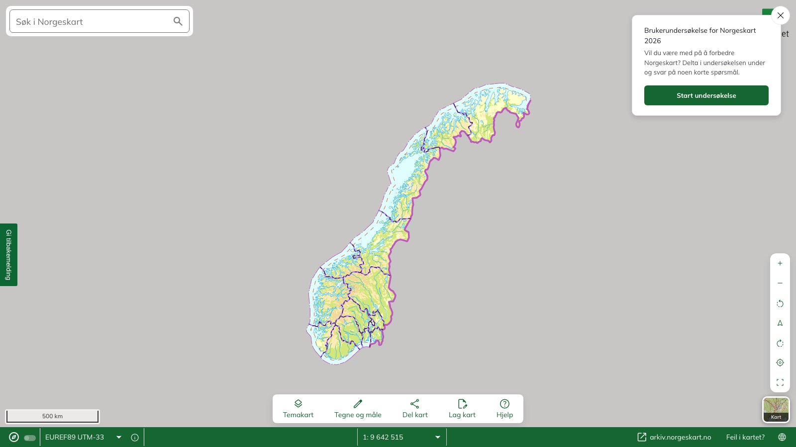 Norgeskart.no — the Norwegian Mapping Authority's digital maps of Norway