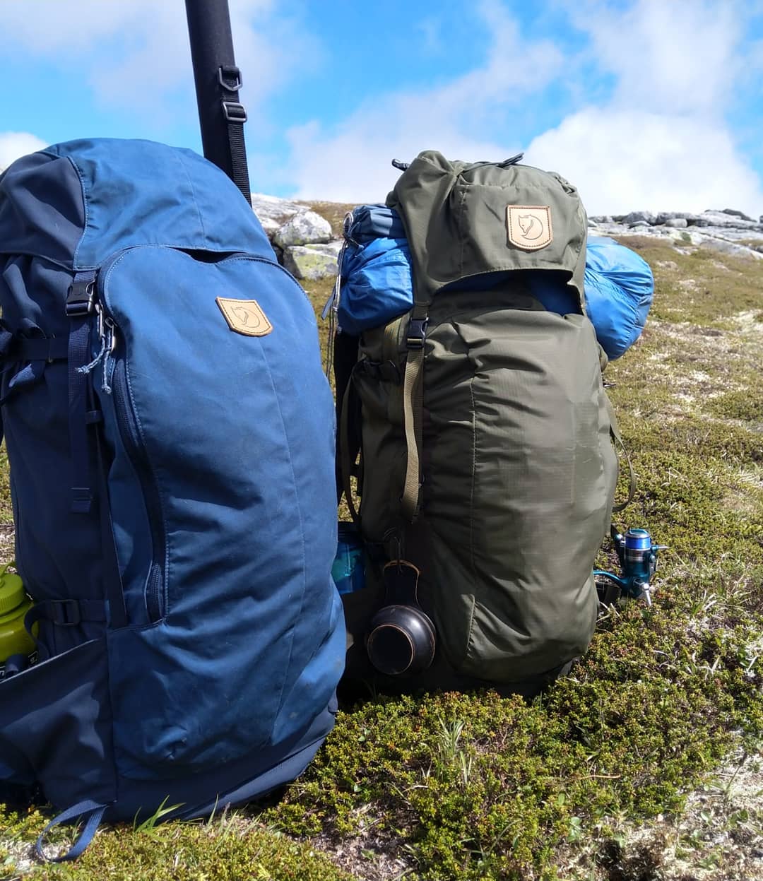 70 og 75 liters sekker pakket for en uke i Femundsmarka.